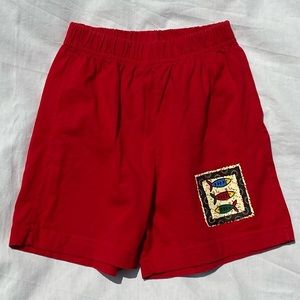 ⭐️ Unisex Kids Bright Red Youth Medium Elastic Waist Shorts, Fish Graphic Detail
